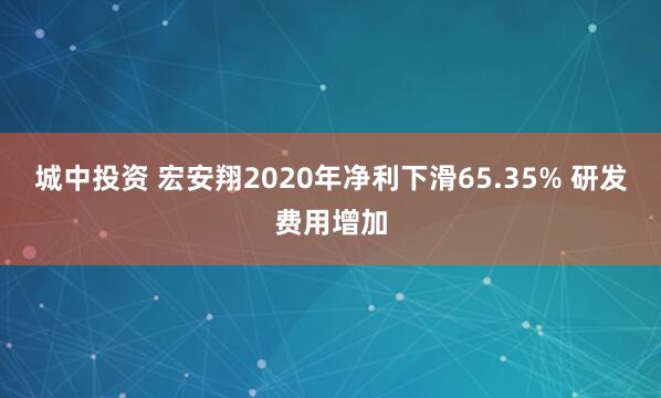 城中投资 宏安翔2020年净利下滑65.35% 研发费用增加